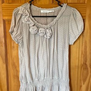 Blue Bird Lightweight Swiss Dot short sleeve Blouse